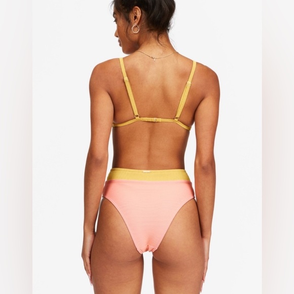 Billabong 💛 Color Block Square Bralette Bikini Top | Hi Maui Cheeky Bottom - Picture 8 of 15